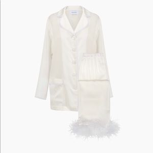 Party Pajamas Set with Feathers in White